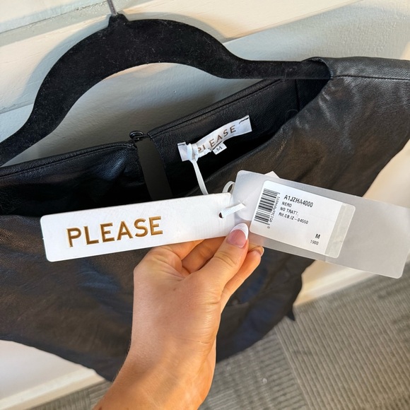 Please Leather Black Structured Shoulder Pad Dress - Picture 3 of 6